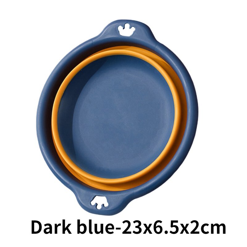 Portable Foldable Laundry Basin Plastic Travel Folding Wash Basin Safe Durable Foldable Wash Basin Bathroom Household Supplies: Dark blue-23x6.5x2cm