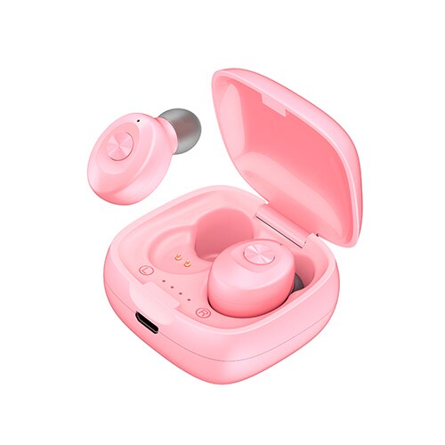 Bluetooth  v5.0 tws ægte trådløse stereo øretelefoner xg -12 støjreduktion øretelefon: Lyserød