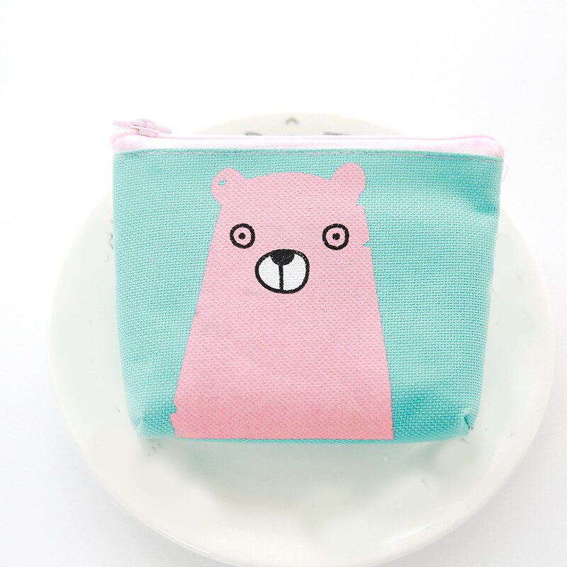 1 stuk unisex canvas portemonnee kaart dieren cartoon print sleutel mini portemonnee etui canvas tas kleine rits munt portemonnee kaarthouder portemonnee: 01