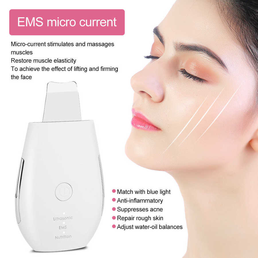 Hushålls ultraljud hudskrubber ems mikroström pormask borttagning ansikte porrengörare jonimport ansiktsrengöringsmaskin