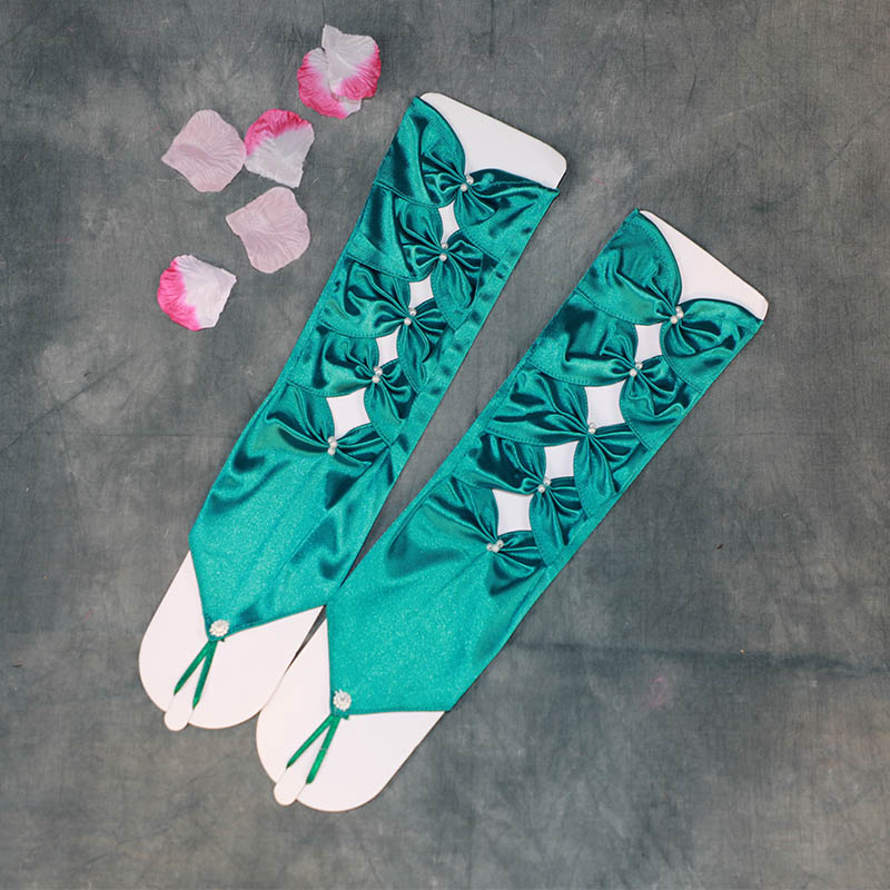 Gants de mariage longs en Satin vert pour mariée, longueur coude, pour Femme, pour soirée, danse, ST020: Teal