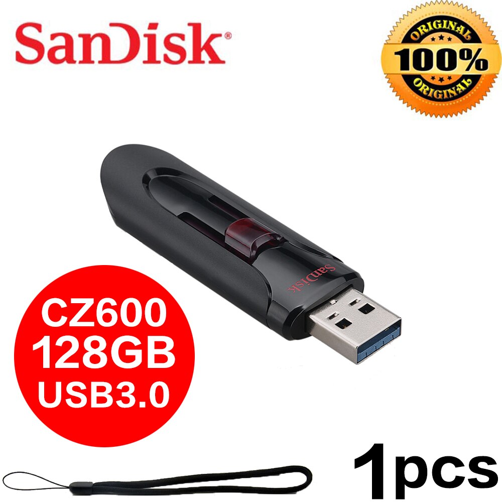 Sandisk CZ600 Usb 3.0 Flash Pen Drive 256Gb 128Gb 64Gb 32Gb 16Gb Usb Flash Drive sandisk Pendriv Voor Snelheid Kopie Op De Computer: 128GB