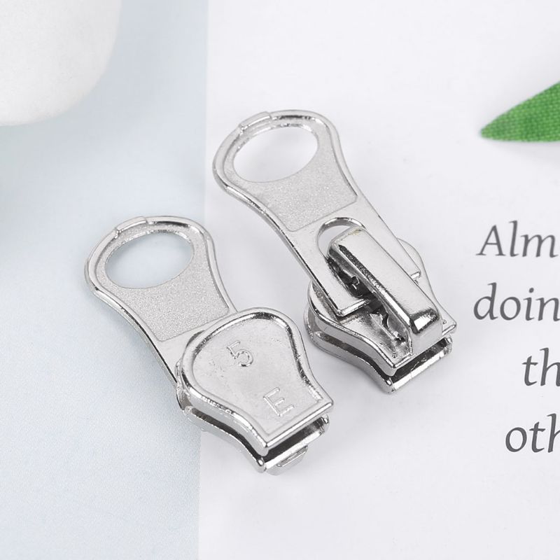 10Pcs/Set 10Pcs/Set 11mm Universal Metal Glitter Steel Color DIY Fix Zipper Puller Repair Kit Replacement Slider Sewing Tailor