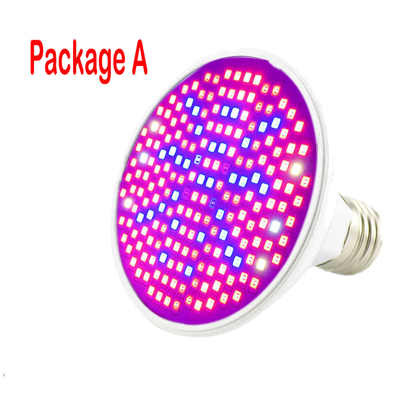 Led planten kweeklamp kweektent volledig spectrum bloem 200 uv ir kamer  e27 lamp clip lamp dubbel voor indoor kweekkast hydro: Alleen 200 led-lampen / Ons