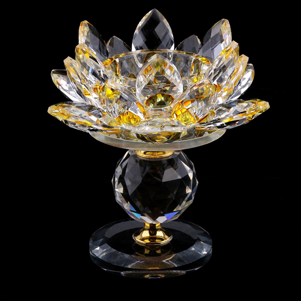 Krystal buddhistisk lotus stor fyrfadslysestage lysestager smør lys lampe base