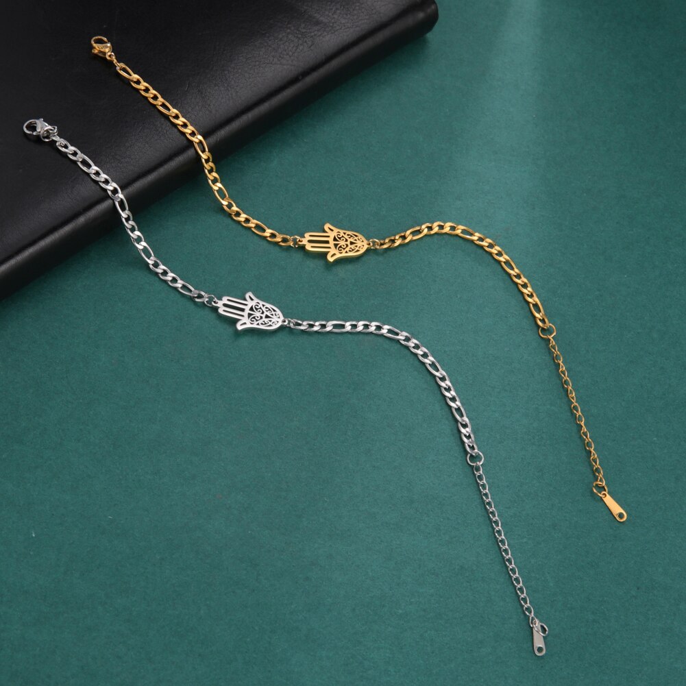 Cazador fatima håndarmbånd til kvinner rustfritt stål smykker hånd av hamsa krageben amulett valentine 2022