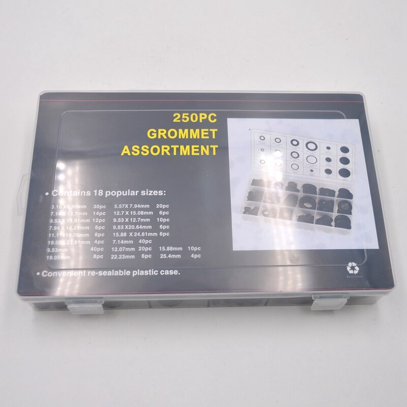 250Pcs Rubber Grommet Firewall Hole Plug Set Electrical Wire Gasket Assortment
