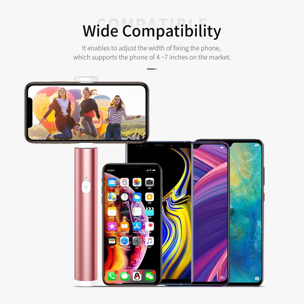 ROCK Mini Wireless Bluetooth Selfie Stick with Fill Light Portable Extendable Handheld Selfie Sticks for Phone IOS Android