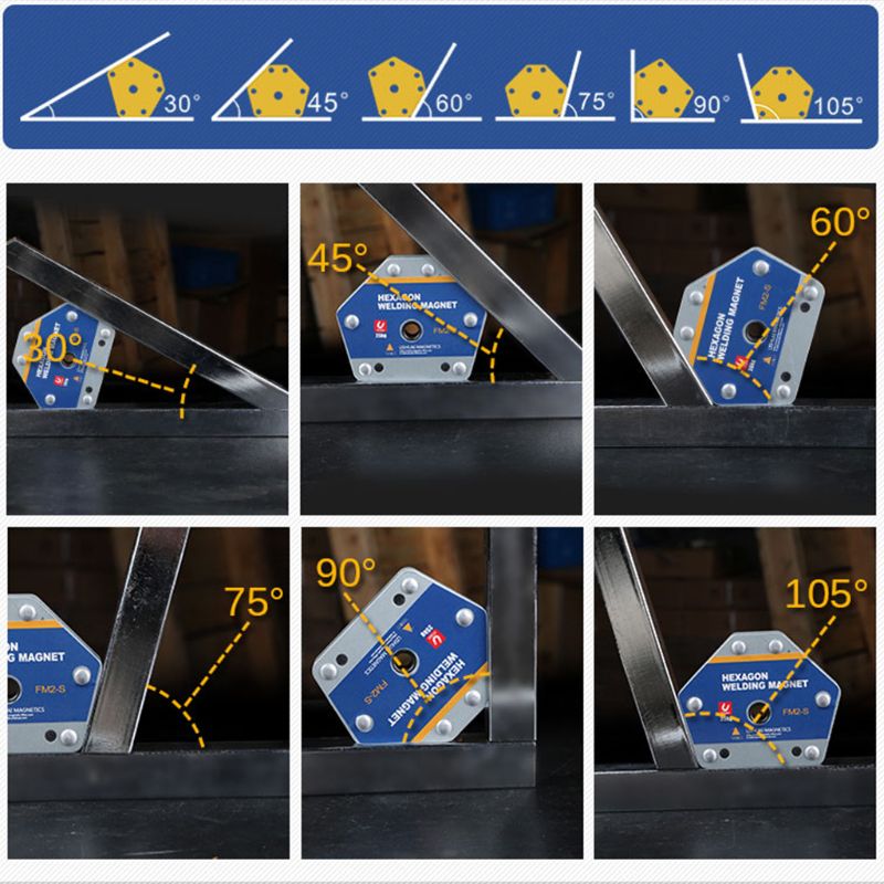 Aimant carré à interrupteur unique On/Off multi-angle FM2 support magnétique de soudage fixateur aimant de soudage Hexagonal commutable