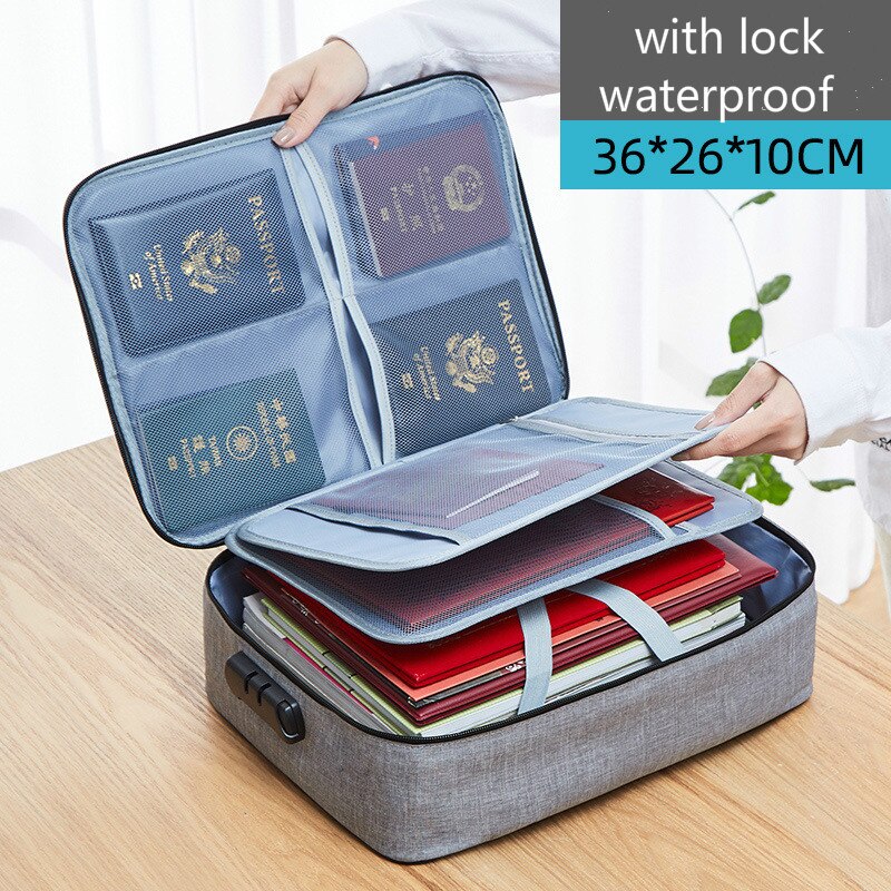 Large Capacity Document Storage Bag Box Waterproof Document Bag Organizer Papers Storage Pouch Travel File Bag: W