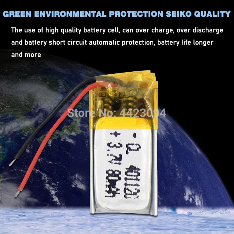 401120 Li-ion Polymer Battery 3.7v 80mah Rechargeable Batteries CE FCC ROHS Certification Safe Power Supply