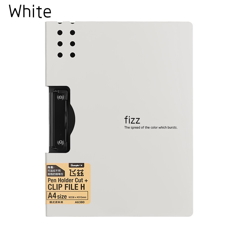 1 PC Horizontal A4 File Folder Matte Texture Portable Pad Writing Board Office Metting File Pocket Stationery School Supplies: White