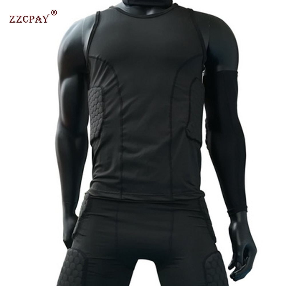 Mannen Sport Kneepad Elleboog Shock Guard Compressie Padded Shorts Shirt Vest Set Voetbal Basketbal Beschermende Gear Borst Rib Guards