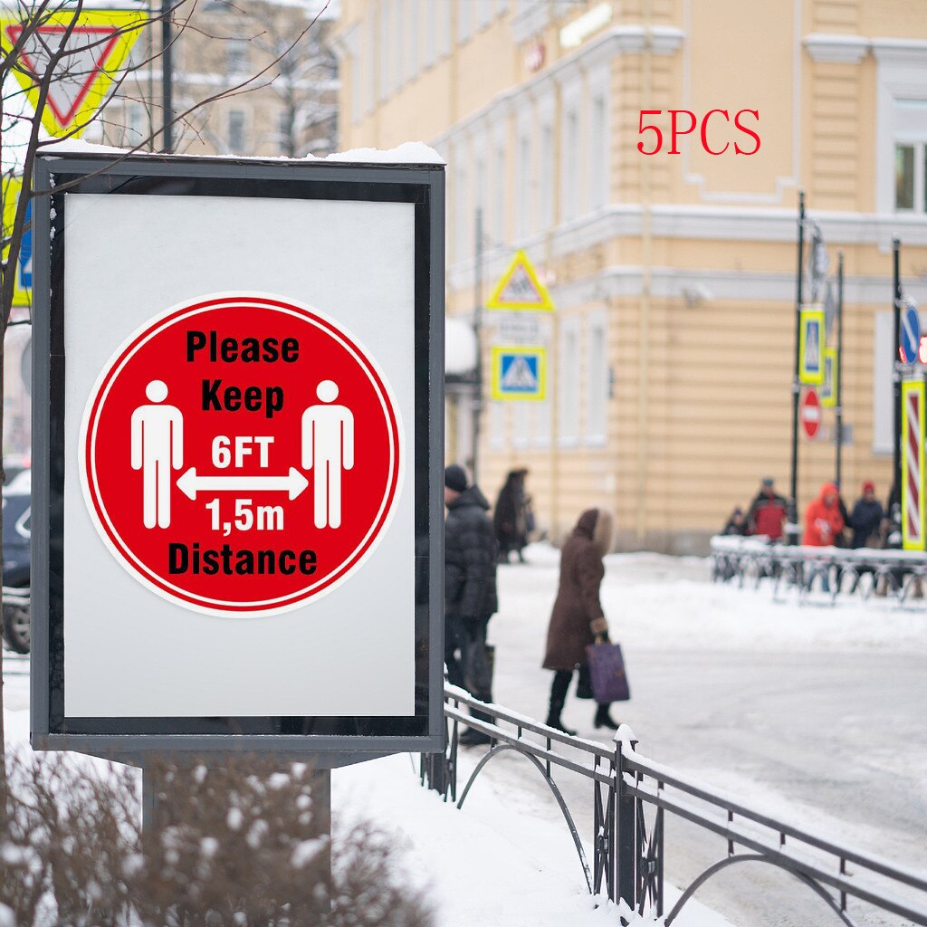 Ground Sign Isolated Label 30cm Please Keep Wait Here Stand Here Keep 6ft In Between Distance Marker Floor Wall Stickers