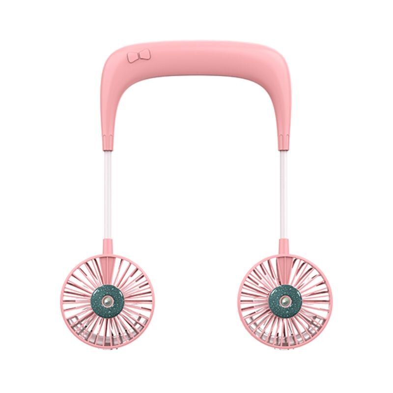 Ventilador de cuello colgante perezoso de , vaporizador de aire portátil ajustable, carga USB, ventilador de pulverización de agua de refrigeración: Rosa
