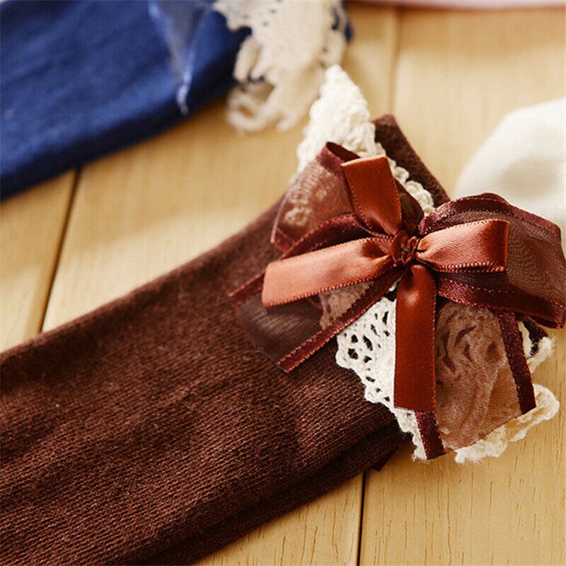 Meisjes baby tutu sokken spaans kniehoge satijnen strik sokken zacht geplooid kinderen 0-6 y