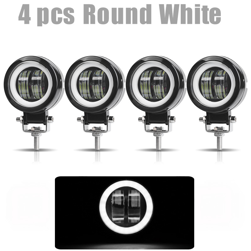 3 &quot; 7d led arbejdslys 20w kørelygter tågelygte kørelys hvid 6000k til biler motorcykel atv suv 12v 24v: 4 stk. rund hvid