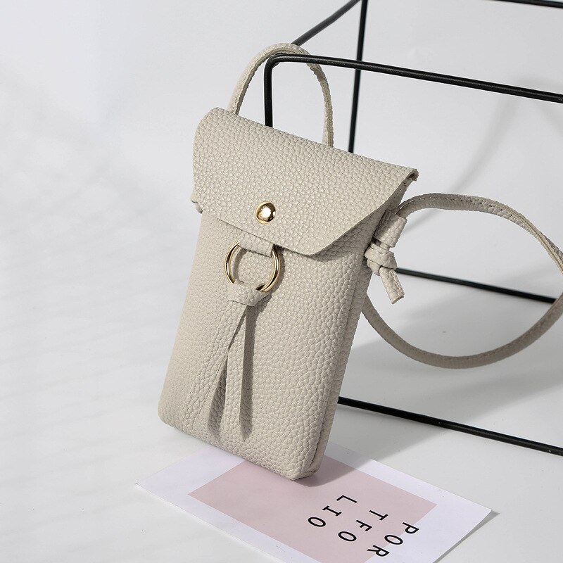 TRASSORY cuir cou suspendu petit sac de étui de téléphone portable portable bandoulière fille voyage Mini sac à main poinçon pour dames: Gray