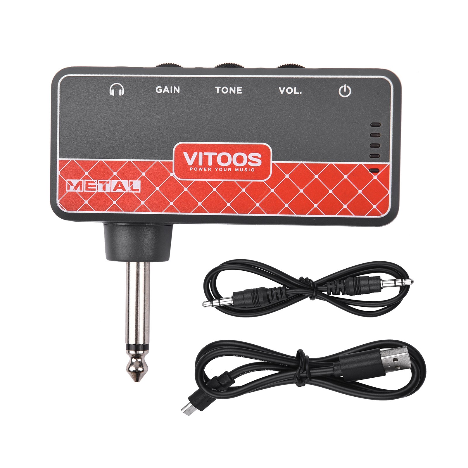 ammoon Multi-effects Guitar Headphone Amplifier Rechargeable Pocket Headphone Guitar Amp with 3.5mm Jack for Guitar Amplifier: VITOOS METAL