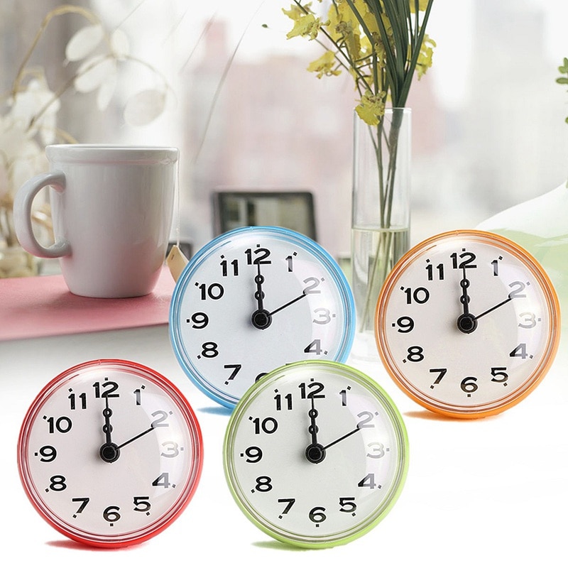 ! badkamer Keuken Waterdichte Douche Muur mini Klok Horloge Zuignap Batterij Operated Woonkamer Moderne