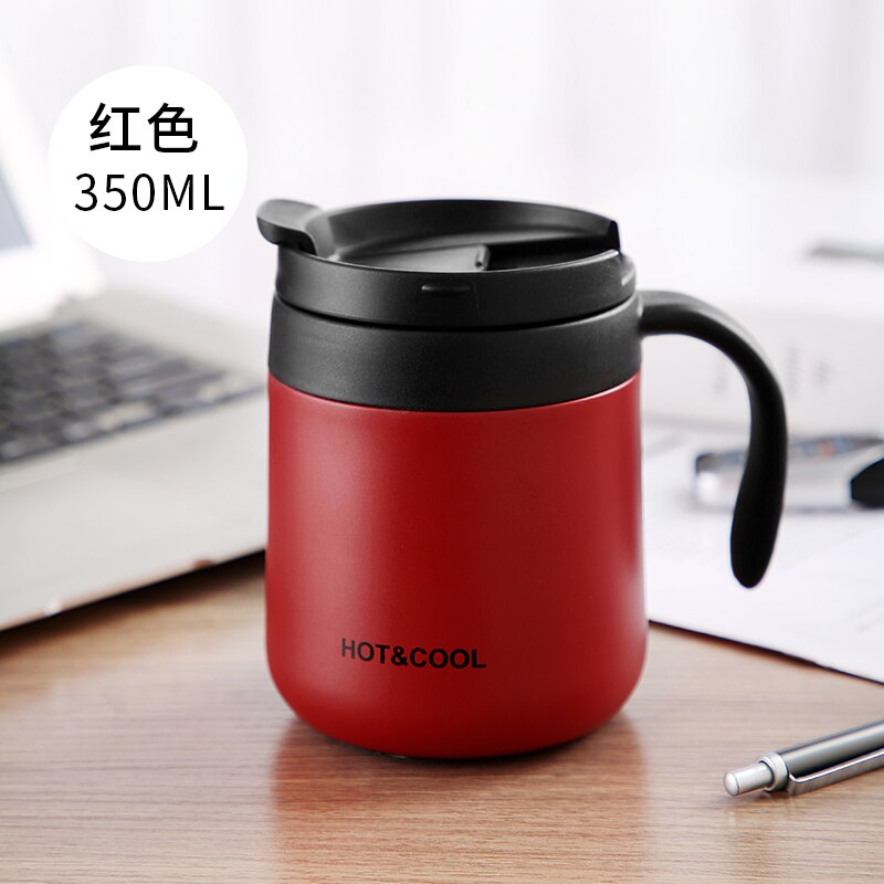 Kubek termiczny biurowy termiczny kubek robić kawy 304 termos biznesowy ze stali nierdzewnej z uchwytem termoizolacyjnym 350ML 460ML: czerwony