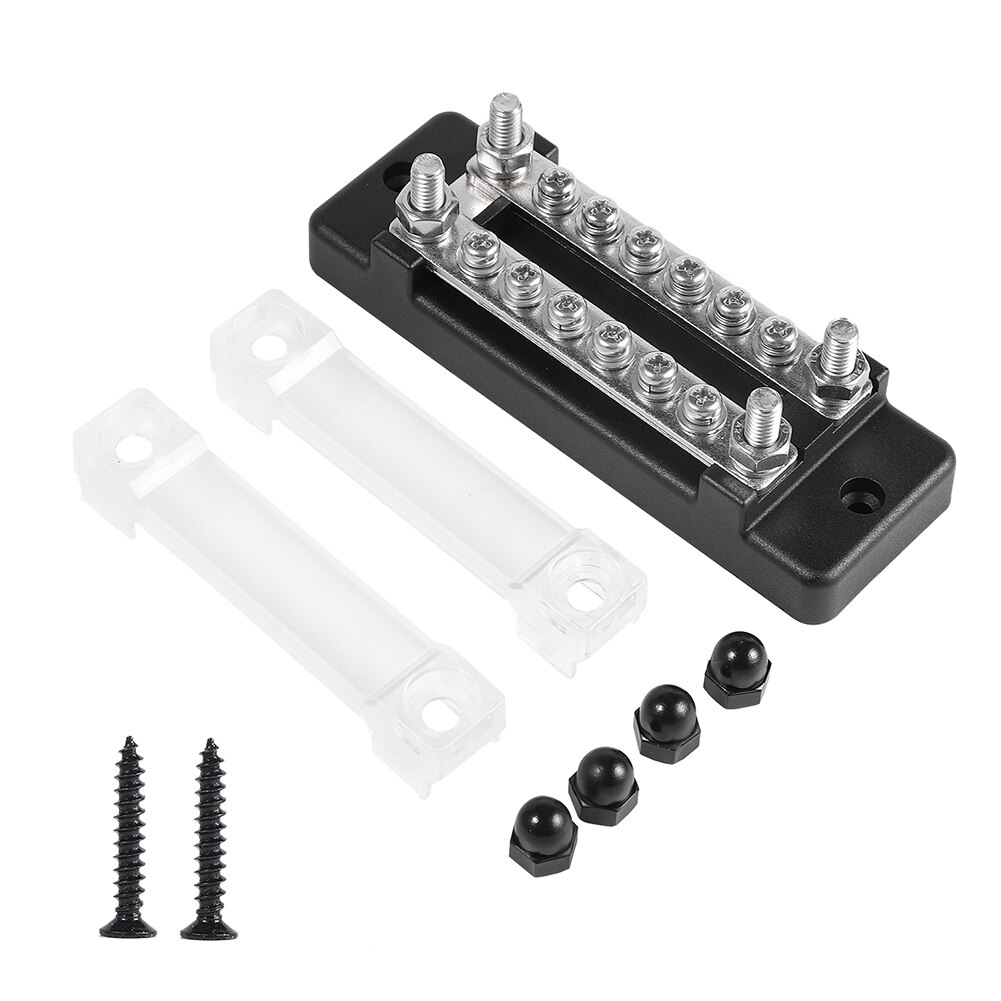 12 Terminal Bus Bar Connector Anti-Roest Duurzaam Power Distributie Transparante Blok Voor Auto Boot Caravan Rail 130A Ac/150A D