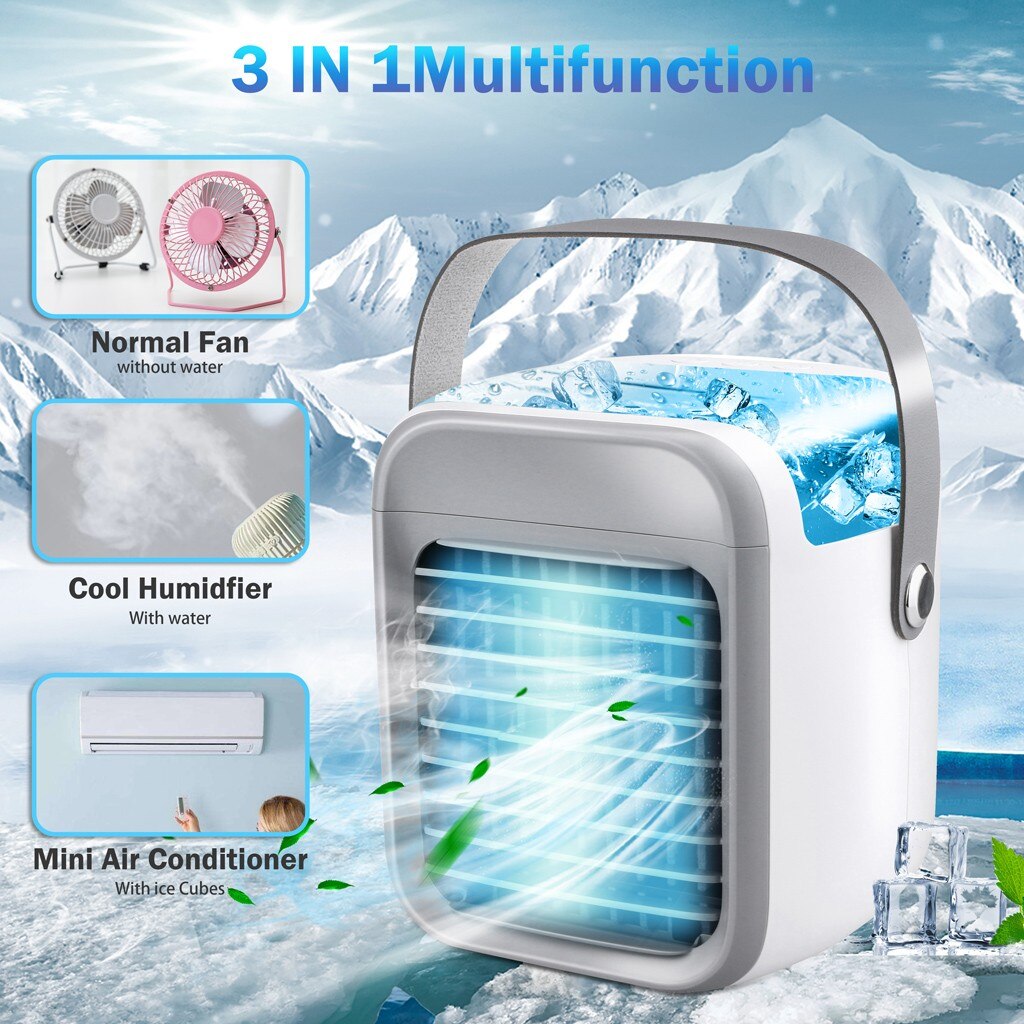 Mini climatiseur Portable, 7 couleurs, 3 vitesses, USB, refroidisseur d'espace personnel, ventilateur de refroidissement de l'air, Rechargeable, pour bureau