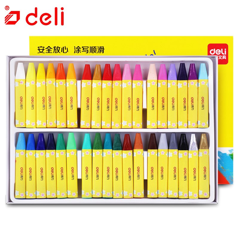Deli Wax Crayon Kids Oil Painting Stick Candy Color Oil Pastel Crayon Child Safety Non-toxic Pastel 8/12/24/36/48 Colors Per Box: 72081 36color
