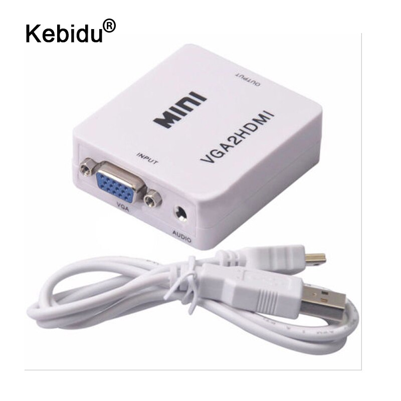 Kebidu 1080P Adapter Connector Voor Projector Pc Laptop Met Converter Mini Vga Naar Hdmi-Compatibel Converter Met Kabel