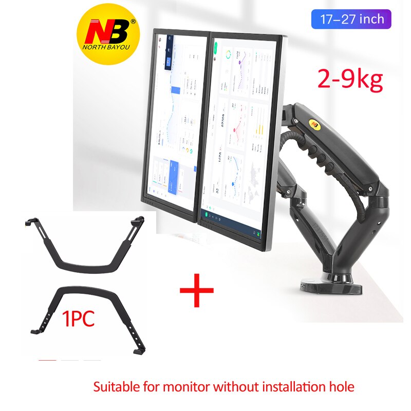 20 NB F160 gas spring Ergonomic 10"-27" dual monitor stand on desk 2-9kg dual arms 360 rotate USB3.0 Computer holder: f160N-FP1