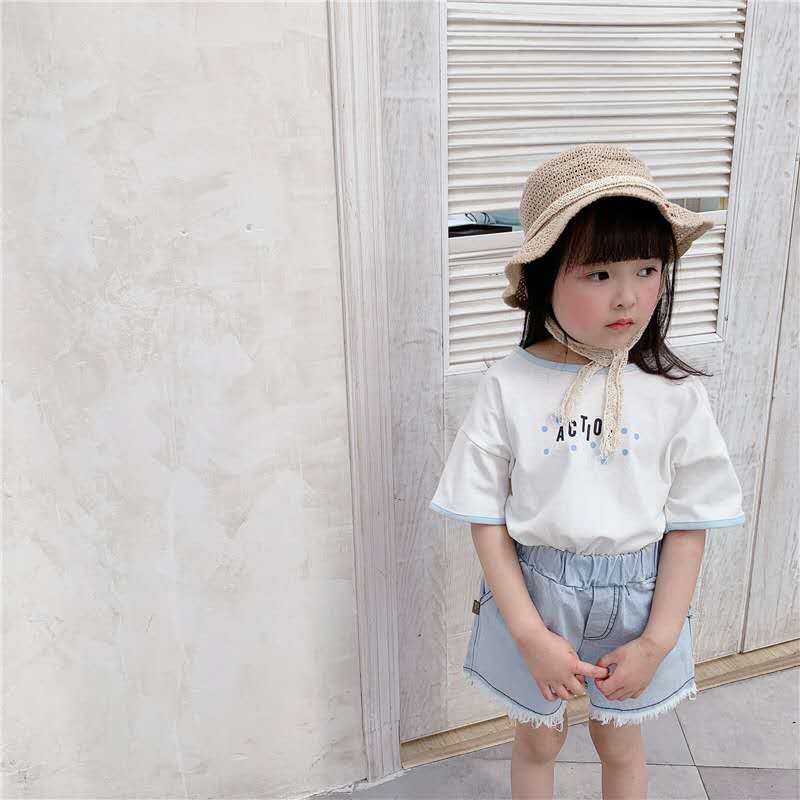 Kinderkleding Zomer Producten Meisjes Koreaanse Zomer Korte Mouwen T-shirt Dieptepunt T-shirt