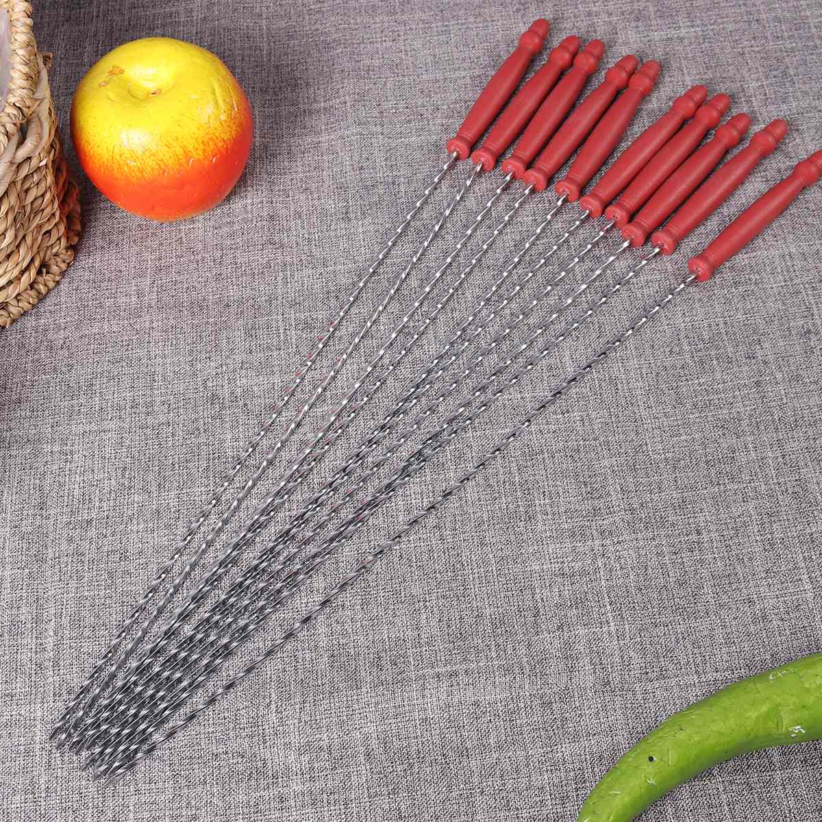 10 Stck Grill Stock BBQ Braten Nadel Mit Griff Brochette Tong Kebabe ...