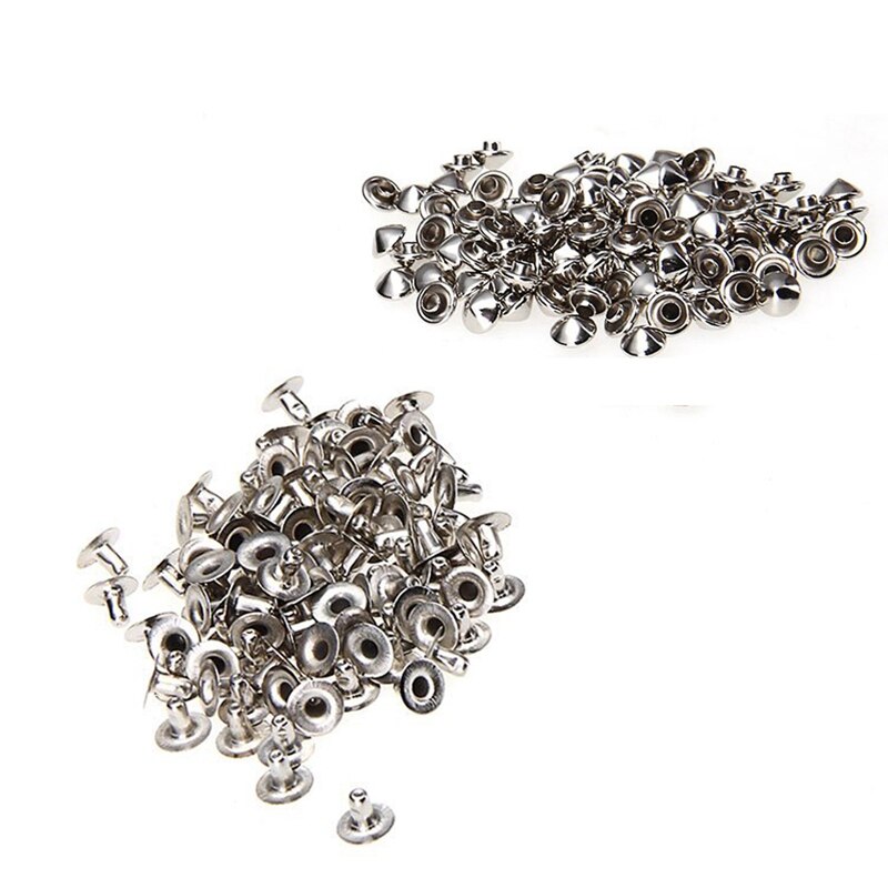 100 Iron Silver Conical Rivet Screw Studs 6mm for Jewelry – Grandado