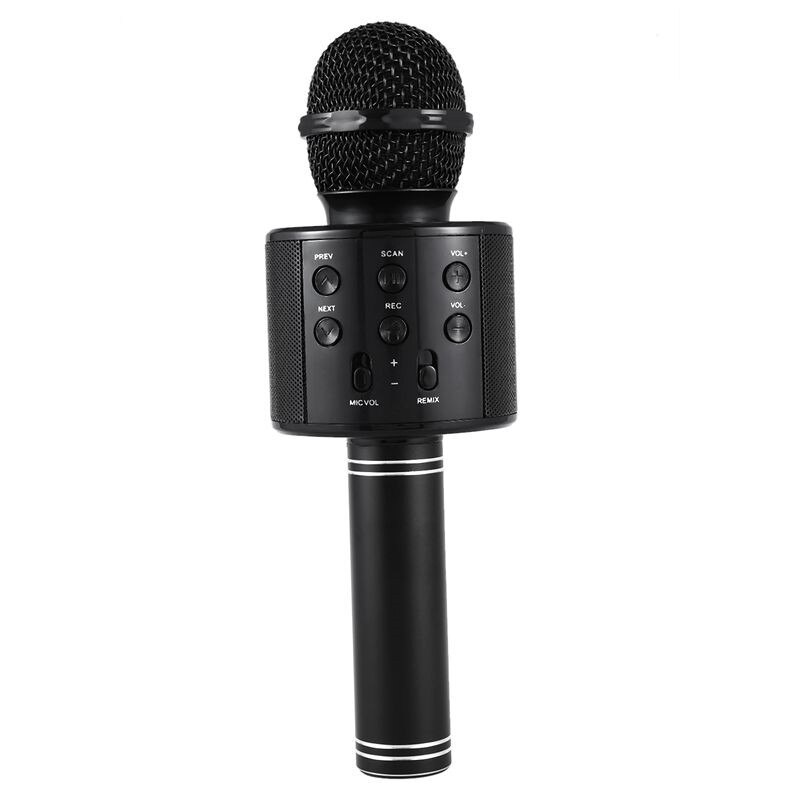 WS 858 Microphone sans fil Bluetooth USB condensateur karaoké micro support Radio haut-parleur Mikrofon studio enregistrement Ws858: Black