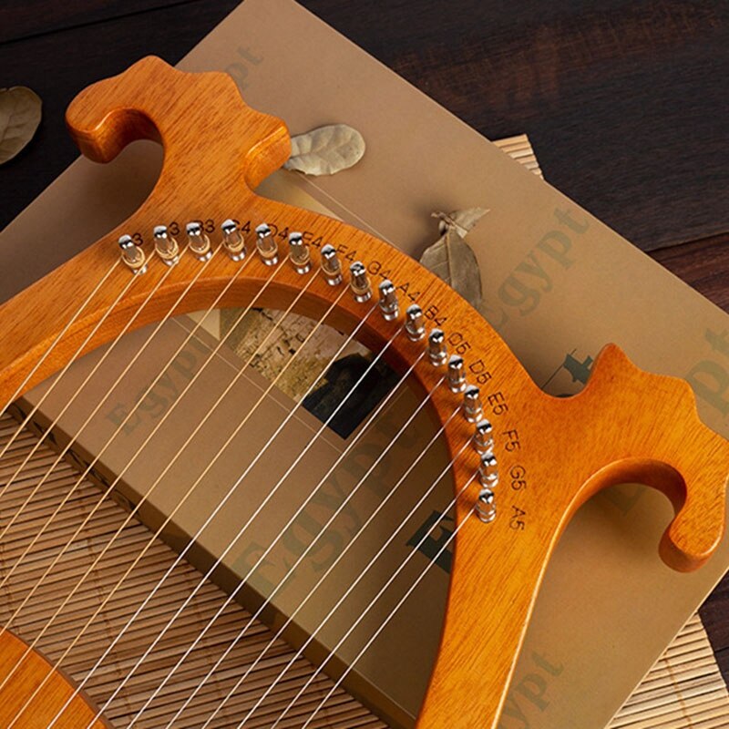 Mahogany Wood Harp 16 String 16 Tone Harp Portable Lyre Musical Instrument for Kids and Frends