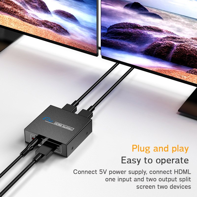 Bærbar 1 in 2 ud hdmi splitter hdcp 1080p 3d dobbelt skærm delt forstærker adapter hub boks til  ps3 hdtv dvd xbox pc notebook