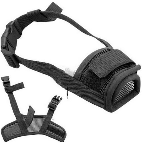 Muselière ajustable en Nylon pour chien, Anti-tissu, doux et confortable, morsure sans aboiement, à mâcher: Black / M