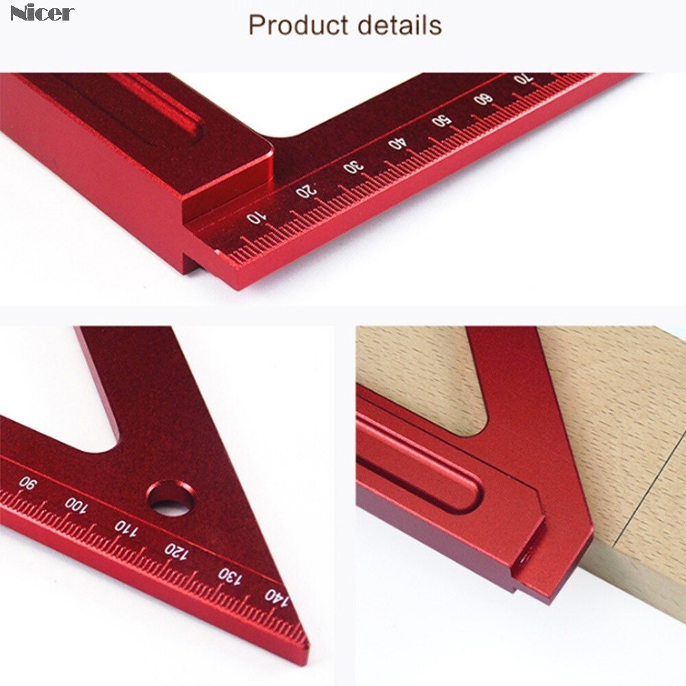 Aluminum Alloy Metric Woodworking Precision Triangle Ruler Carpenters Square Hole Positioning Measuring Ruler Gauge Tool