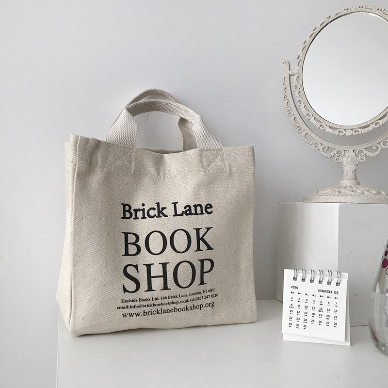 Neue Mittagessen Tasche Leinwand Mittagessen Kasten Picknick Tote Baumwolle Tuch Kleine Handtasche Beutel Abendessen Behälter Lebensmittel Lagerung Taschen Für Büro Dame: Schrotten Fahrbahn Beige