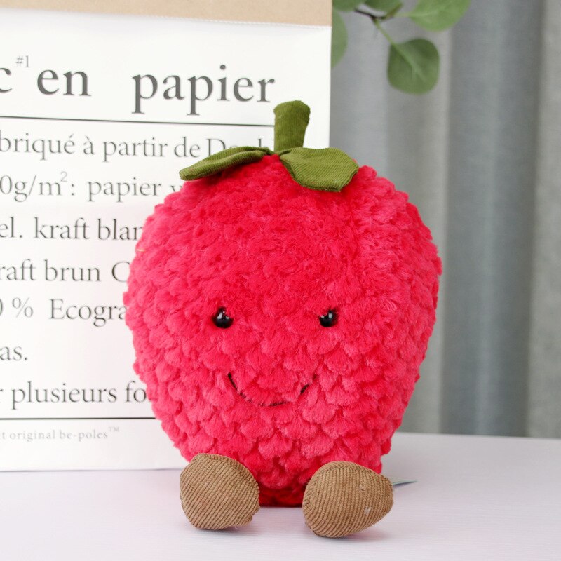 Joli coussin en peluche pour fille, fraise, ananas, fruits, légumes, nourriture, anti-stress, doux, passe-temps, jouet pour enfants: Fraise / 22cm