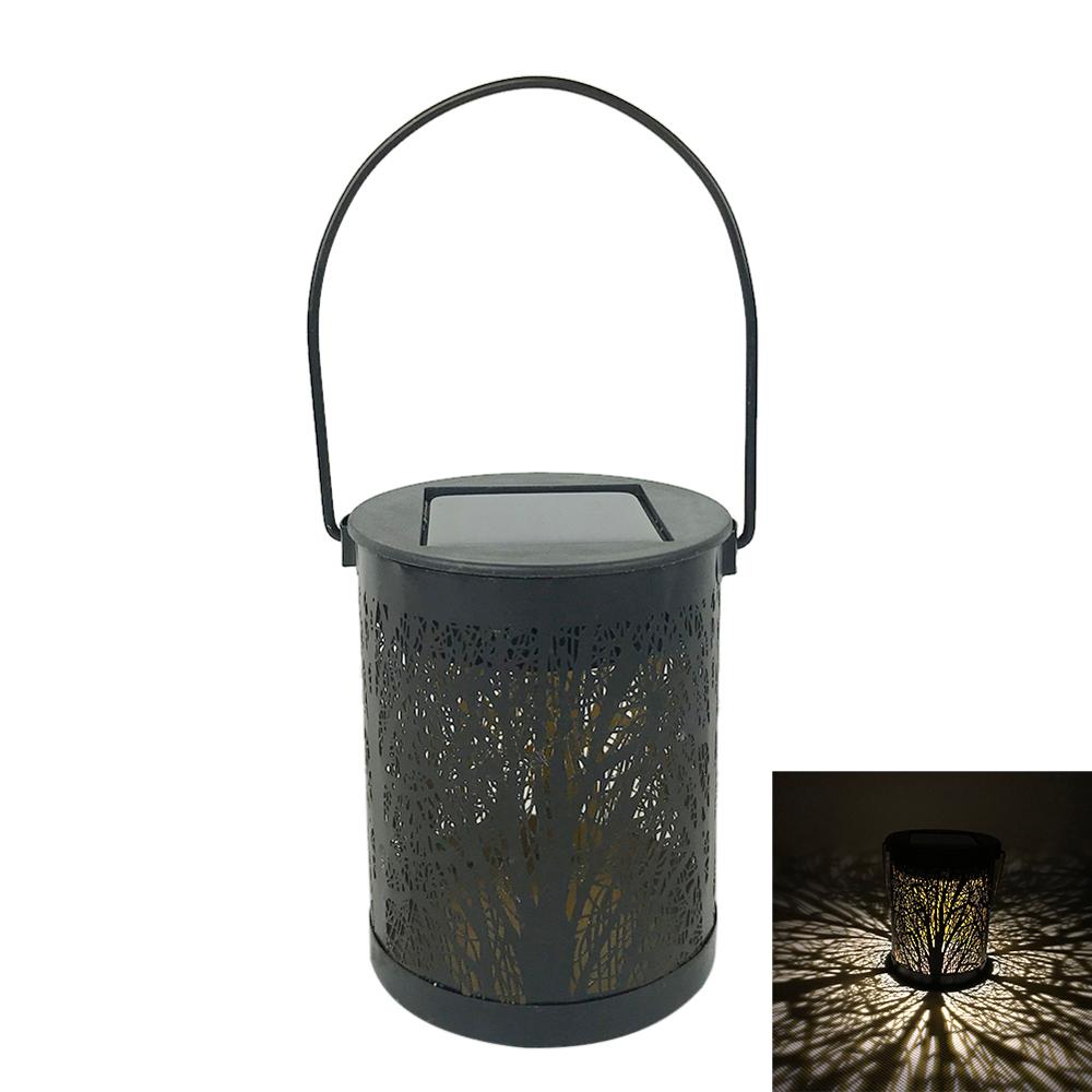 Retro trädgård solar lampa uthålad skog skugga lykta hängande ihålig lampa belysning utomhus vattentät landskap lampa: Liten skog