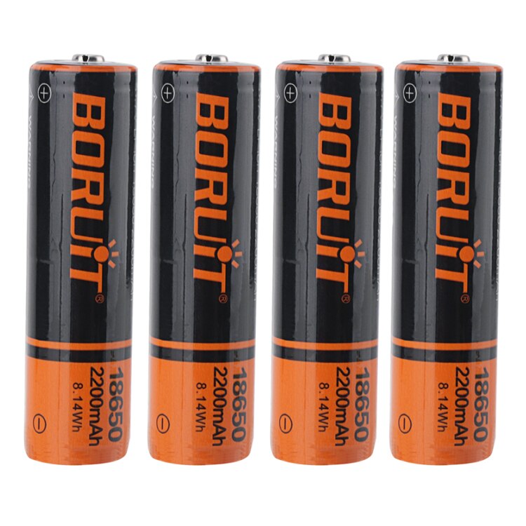 BORUiT 100% Original 18650 3.7 v 2600/2200/4000mAh Lithium Rechargeable Battery For Flashlight Headlamp Batteries: 4 pcs 2200mAh