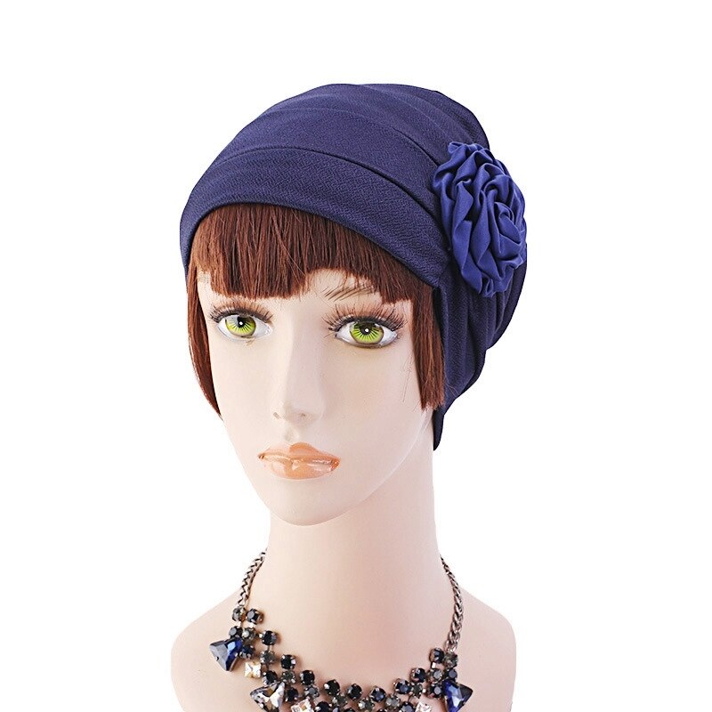 Blomst form turban hår kasketter hue kvinder kemo cap sove nat motorhjelm pige hår styling tilbehør