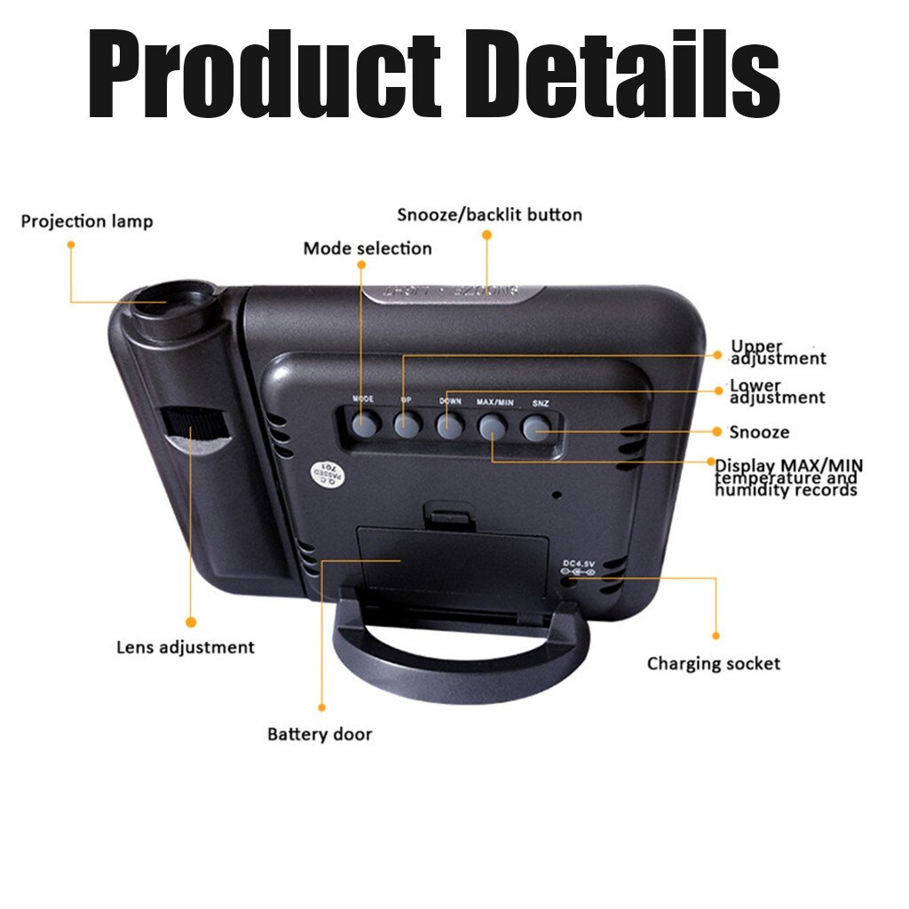 Klok Met Projectie Projectie Alarm Met Weerstation Thermometer Datum Led Digitale Klok Met Thermometer