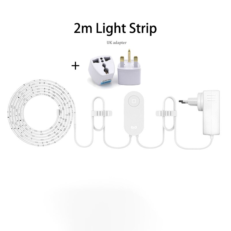 2020 Yeelight Luce di Striscia 1S di Colore del LED 2m Banda di Luce Intelligente RGB Allungabile Fino a 10m Smart Home, Casa Intelligente wiFi A Distanza di Controllo: UK Adapter