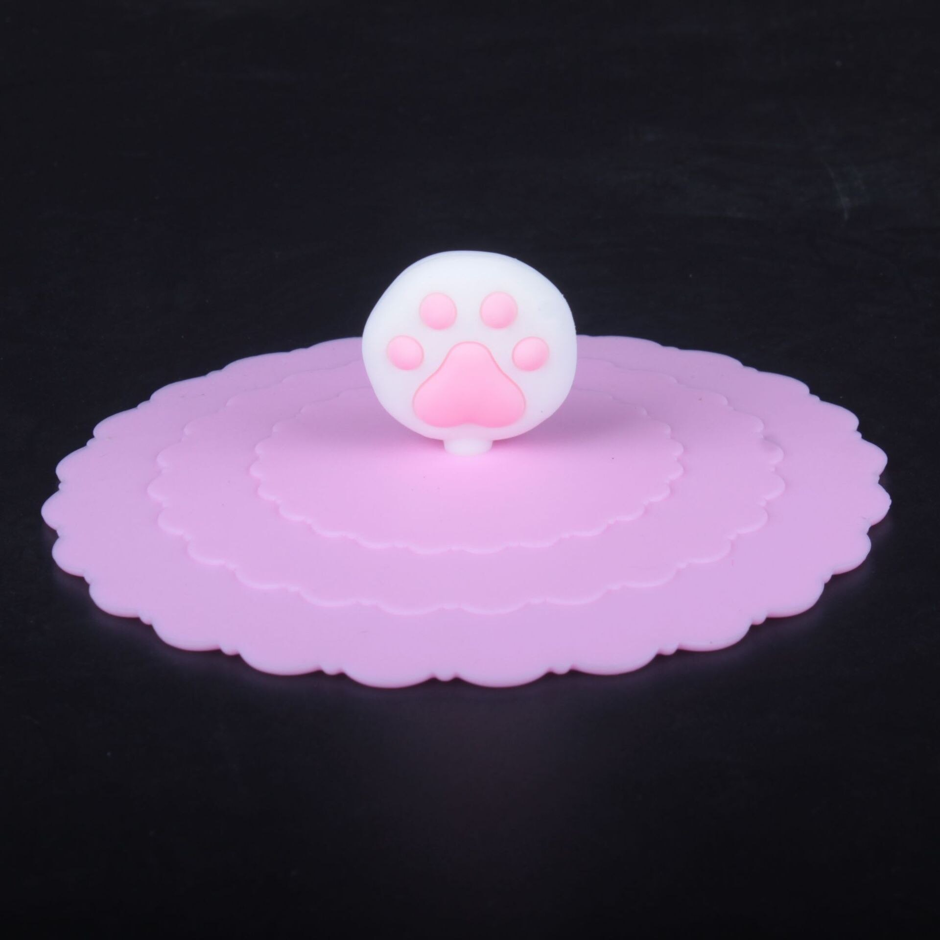 10CM Cute Cartoon Silicone Cup Cover Heat-resistant Leakproof Sealed Lids Tea Coffee Mugs Dustproof Suction Cap Home Supplies: Pink