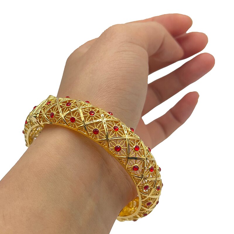 1Pcs Romantische Armbanden 24K Gold Kleur Dubai Armbanden Voor Vrouwen Afrika Armband Ethiopische Bruid Huwelijkscadeau
