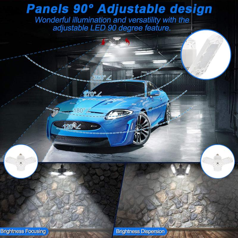 60W E26 LED Ceiling Lights 60 LEDs Deformable Garage Lamp Light Industrial Lighting for Workshop High Bay Light