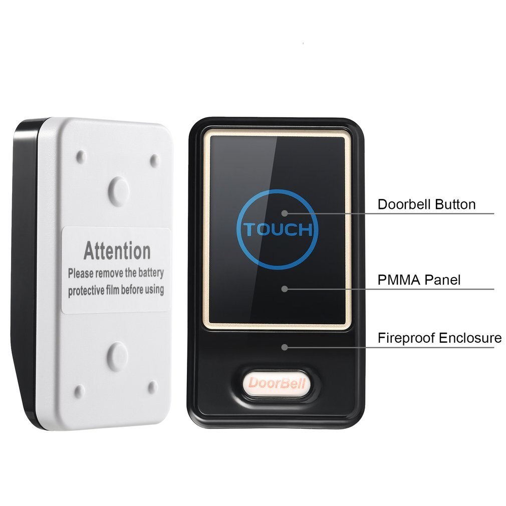 Energy Saving one Touch Sensor Button Ultra-long Distance Control Optional Waterproof Transmitter Wireless Digital Doorbell