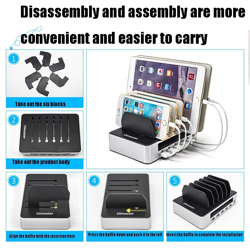 Multi-port usb estação de carregamento do telefone móvel com fonte de alimentação, número de interfaces: 5 portas